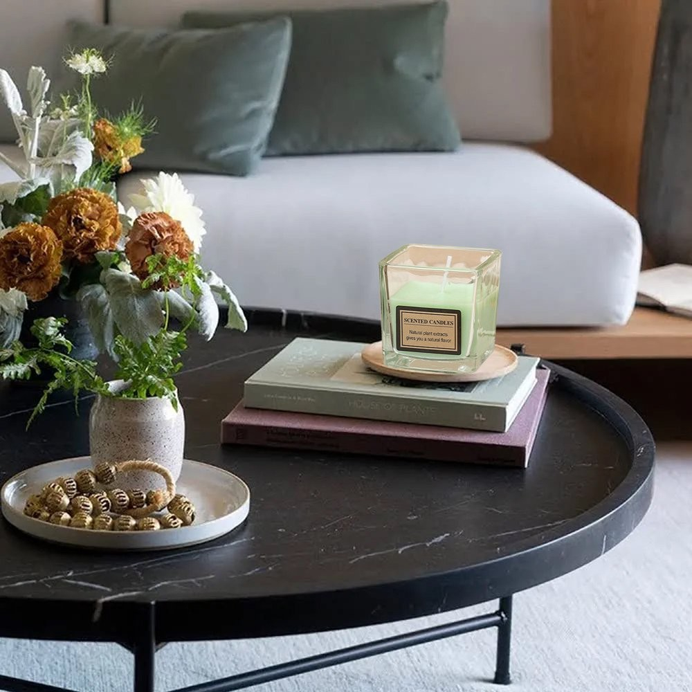 Lumanare Parfumata, Flippy, Model Pahar Transparent, cu Ulei Esential, 4.8 x 5.4 x 5.5 cm, Aroma de Ceai Alb, Verde [5]