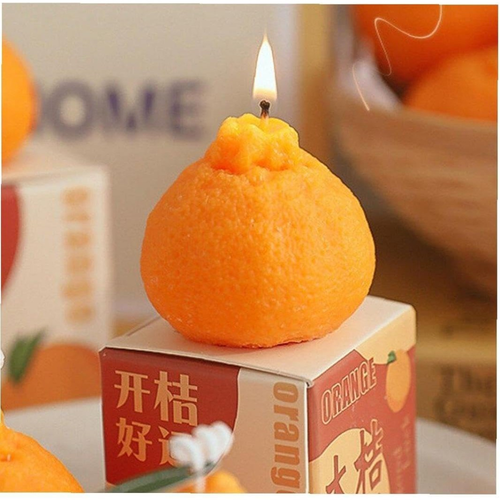 Lumanare Parfumata, Model Portocala Mica, Ardere 10h, 140 g, 7 x 7 cm, Parfum de Portocala, Portocaliu [2]