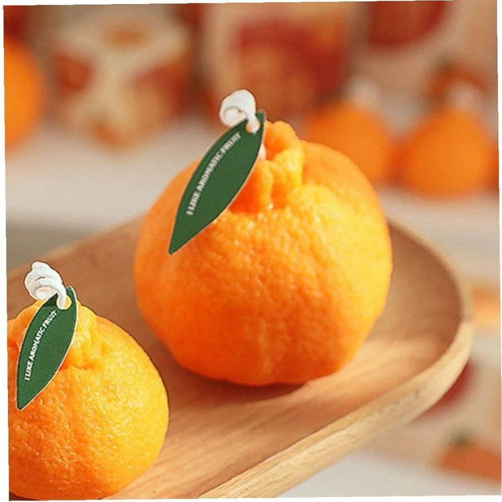 Lumanare Parfumata, Model Portocala Mica, Ardere 10h, 50 g, 5 x 5 cm, Parfum de Portocala, Portocaliu [3]