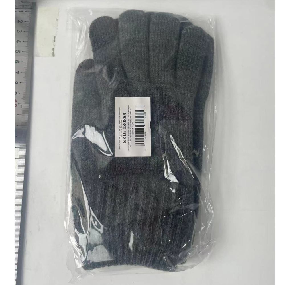 Manusi de Barbat, Model H, Functie Touchscreen (ecran tactil), Material Acril Tricotat, Manseta Elastica, Interior Catifelat, Marime Universala, Gri Inchis [2]