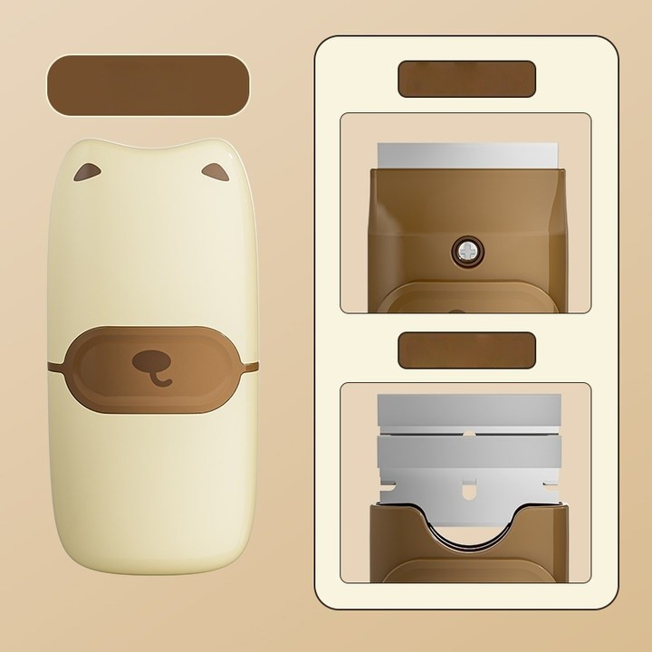 Mini Racleta de Curatare, pentru Etichete, Adezivi, din ABS+ Metal, 2 Lame Incluse, Maro [2]