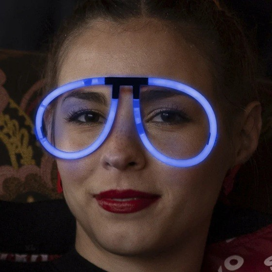 Ochelari Decorativi, Flippy, din Plastic, Fluorescenti, Accesoriu Petrecere, Albastru [3]