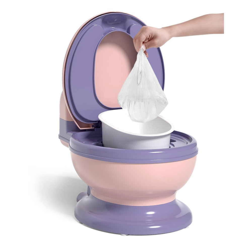 Olita Bebelusi, pentru Copii 1 - 8 Ani, Model Toaleta Adulti, Colac Moale PVC, Compartiment Detasabil, Cutie Depozitare Hartie, 34 x 32 x 19 cm, Roz/Mov [5]