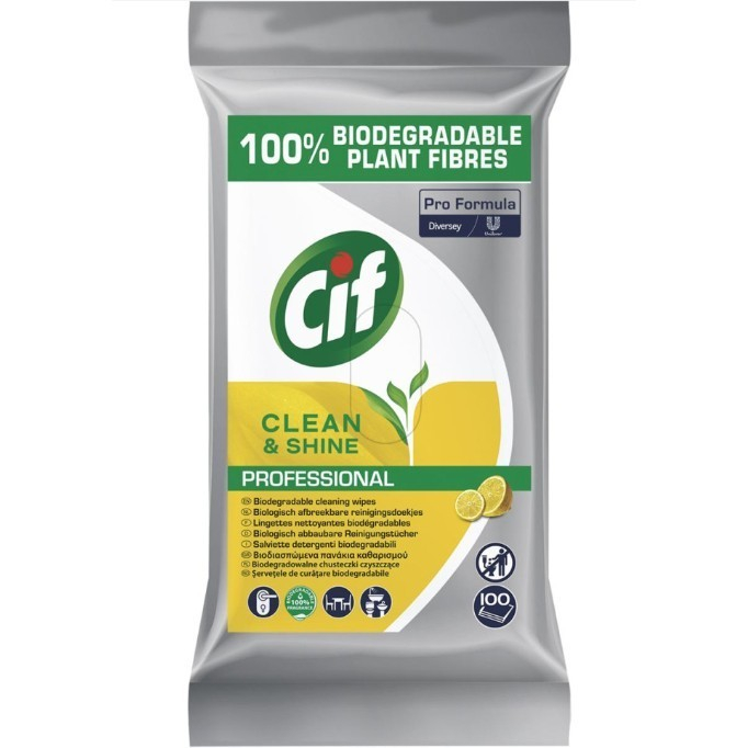 Pachet CIF Professional Clean&amp;Shine - Servetele Umede de Curatare Multifunctionale Biodegradabile, 4×100 buc [2]