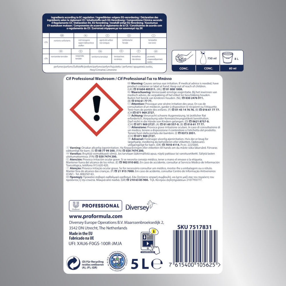 Pachet CIF Professional Washroom - Detergent si Detartrant pentru Suprafetele din Baie, 2×5 L [2]