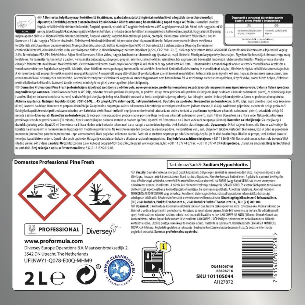 Pachet Domestos Professional Pine Fresh - Detergent Lichid Dezinfectant, 6×2 L [4]