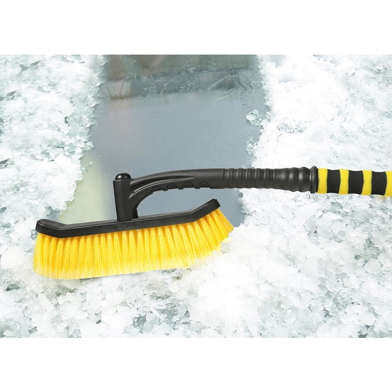 Perie de Zapada cu Racleta pentru Masina, Multifunctionala, Rotativa, Demontabila, cu Maner Antiderapant, Aluminiu, Plastic, Fragmentarea Ghetii de pe Parbriz, Solutia pentru Iarna, pentru Dezghetare, 54x10.5x27 cm, Galbena [5]