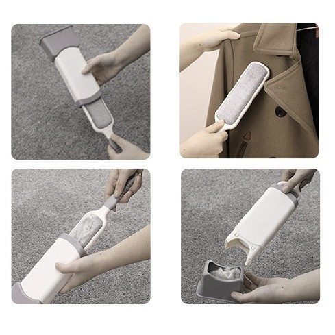 Perie Electrostatica, Pentru Curatarea Parului de pe Haine si Tapiterii, 2 Fete, Autocuratare, 33 x 7.5 cm, Gri [10]