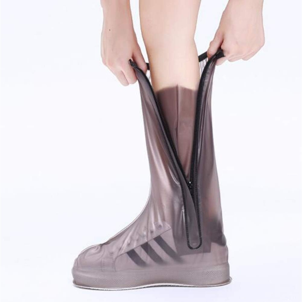 Protectie Incaltaminte pentru Ploaie si Noroi, Impermeabila, Talpa Antiderapanta, cu Fermoar si Capsa, Inaltime 40 cm, Marime XL 40-41, Maro [2]