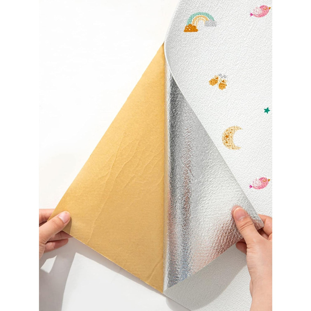 Rola Autoadeziva pentru Perete, din Panza, 10 m, Rezistenta la Umezeala, 2.5 mm Grosime, Model Girafa si Elefant, Multicolor [6]