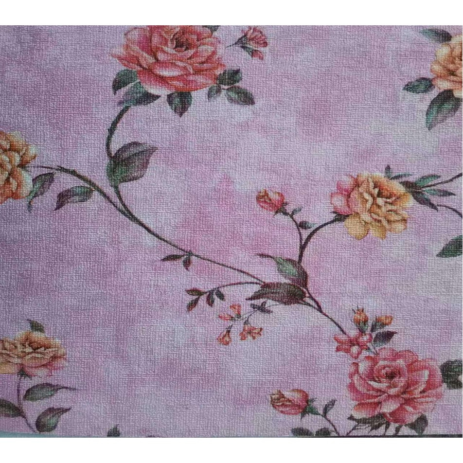 Rola Autoadeziva pentru Perete, din Panza, 10 m, Rezistenta la Umezeala, 2.5 mm Grosime, Model Trandafiri, Roz [3]