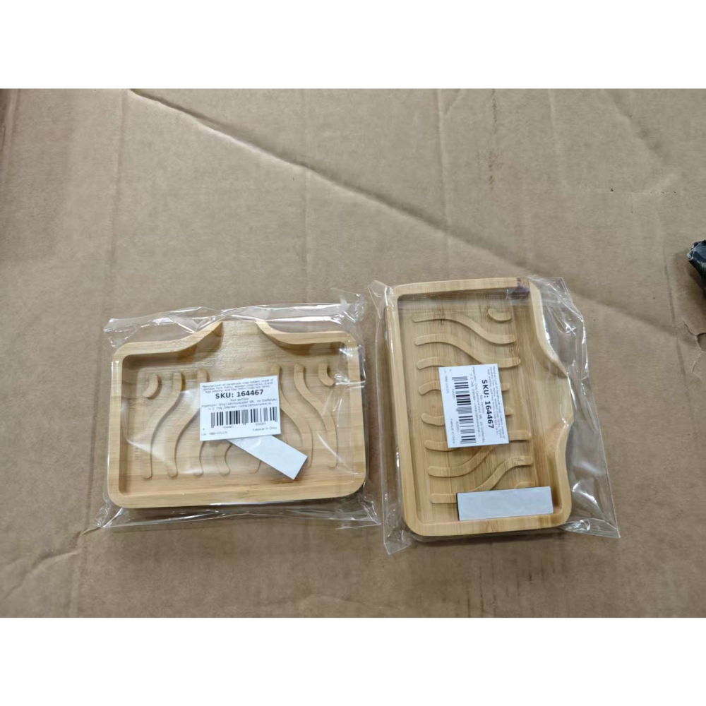 Savoniera din Lemn, Sistem de Scurgere a Apei, 12.8 x 1.6 x 9.8 cm, Natur [2]