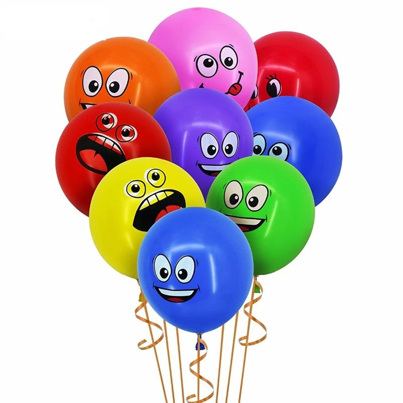 Set 10 Baloane, Model Emoji, din Latex, 25 cm, Multicolor [1]
