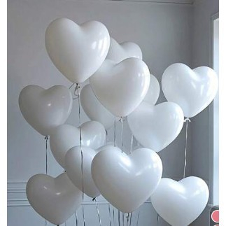 Set 10 Baloane, Model Inima, din Latex, 25 cm, Alb [4]