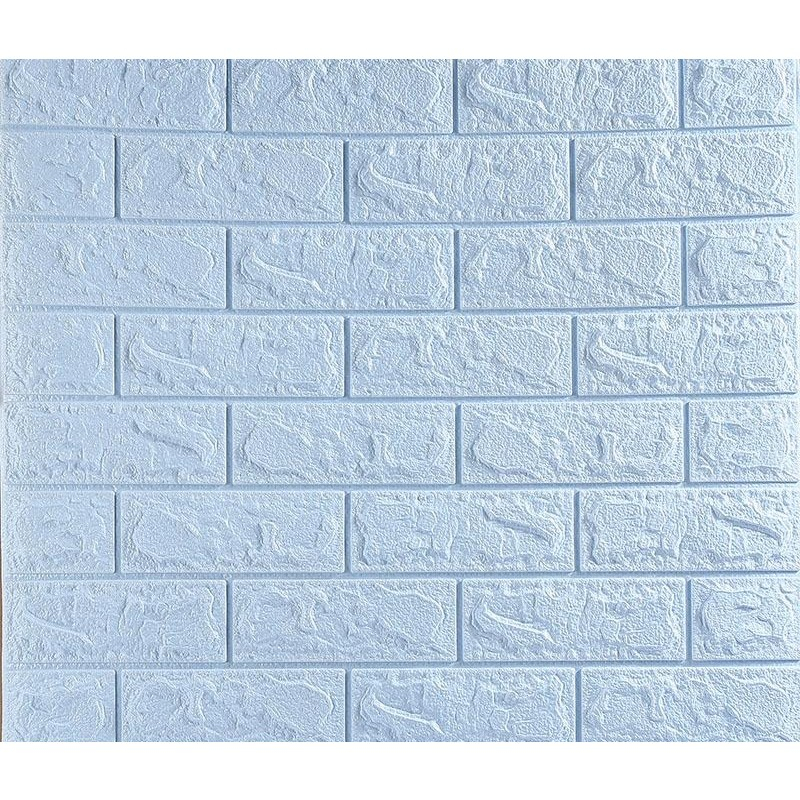 Set 10 Placi de Tapet, Autoadezive, 70 x 77 cm, 3.5 mm Grosime, Suprafata Acoperita 5.3 mp, din PVC, Model Caramida, Albastru Deschis [2]