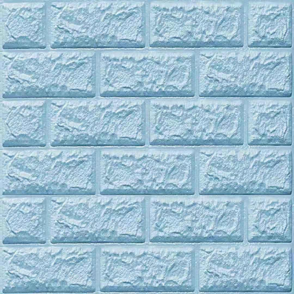 Set 10 Placi de Tapet, Autoadezive, 70 x 77 cm, 3.5 mm Grosime, Suprafata Acoperita 5.3 mp, din PVC, Model Caramida, Albastru Deschis [6]