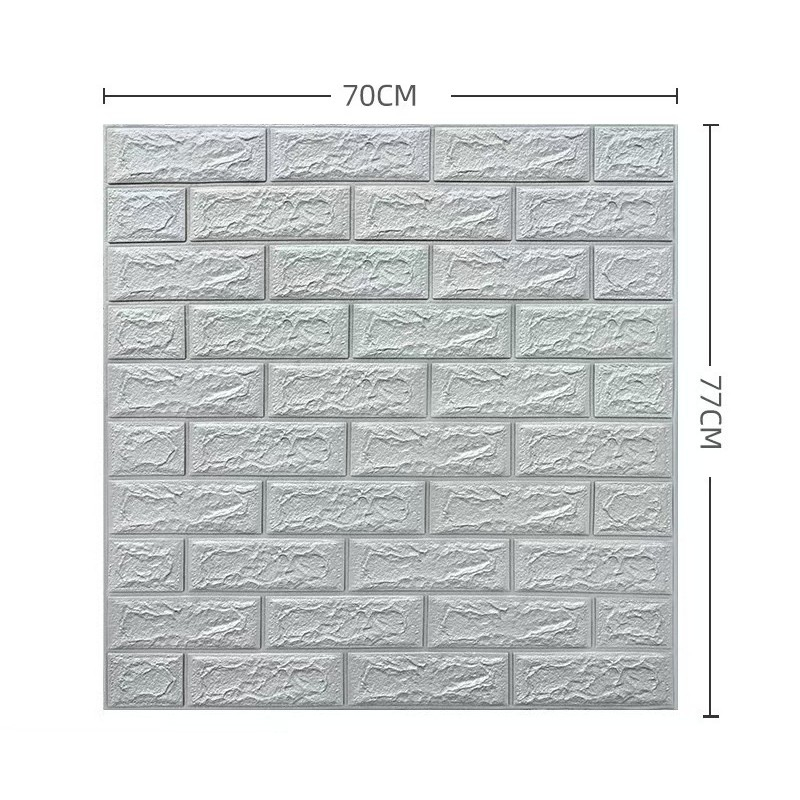 Set 10 Placi de Tapet, Autoadezive, 70 x 77 cm, 3.5 mm Grosime, Suprafata Acoperita 5.3 mp, din PVC, Model Caramida, Gri [2]