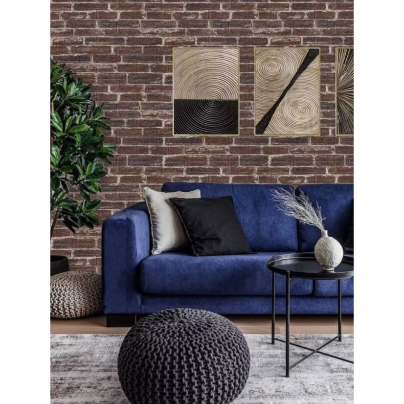 Set 10 Placi de Tapet, Autoadezive, 70 x 77 cm, 4 mm Grosime, Suprafata Acoperita 5.3 mp, din PVC, Model Caramida Rosie, Caramiziu [3]