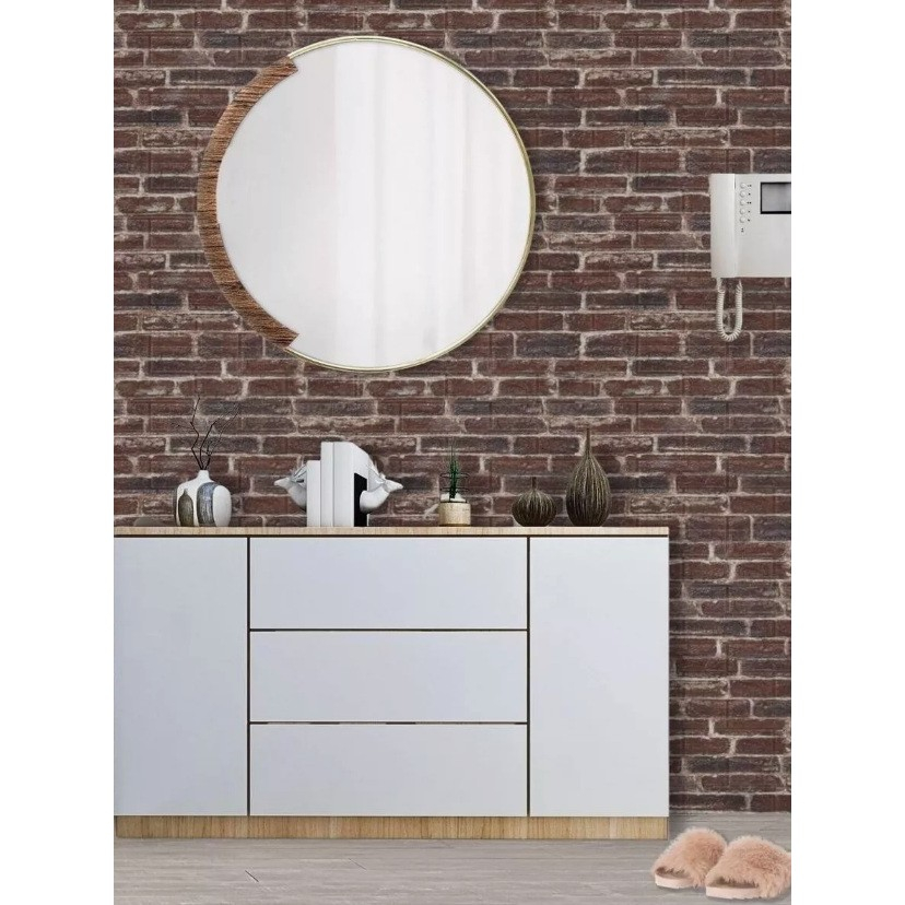 Set 10 Placi de Tapet, Autoadezive, 70 x 77 cm, 4 mm Grosime, Suprafata Acoperita 5.3 mp, din PVC, Model Caramida Rosie, Caramiziu [5]