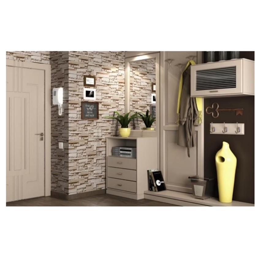 Set 10 Placi de Tapet, Autoadezive, 70 x 77 cm, 2.5 mm Grosime, Suprafata Acoperita 5.3 mp, din PVC, Model Piatra, Bej [4]