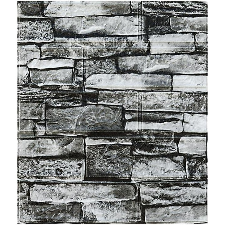 Set 10 Placi Tapet 3D, 35 x 38 cm, Grosime 3 mm, din Polietilena, Model Caramida, Suprafata acoperita 1.33 mp, Piatra Gri [2]