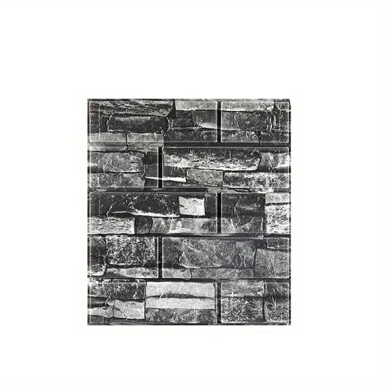 Set 10 Placi Tapet 3D, 35 x 38 cm, Grosime 3 mm, din Polietilena, Model Caramida, Suprafata acoperita 1.33 mp, Piatra Gri [5]