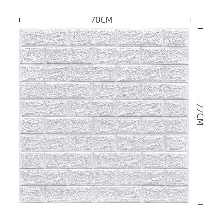 Set 10 Placi Tapet 3D, 70 x 77 cm, Grosime 3 mm, din Polietilena, Model Caramida, Suprafata acoperita 5.3 mp, Alb [4]