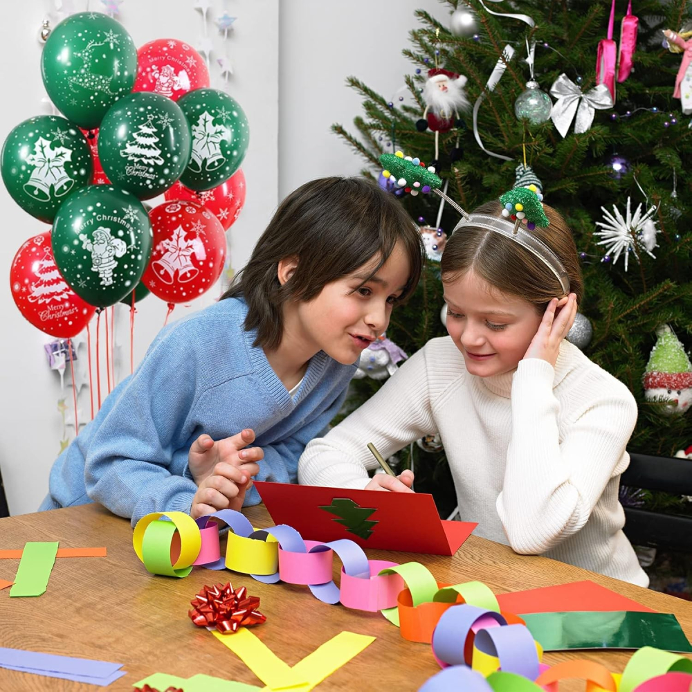 Set 16 Baloane din Latex, Model Merry Christmas, Tematica Craciun, 25 cm, Verde Rosu [4]