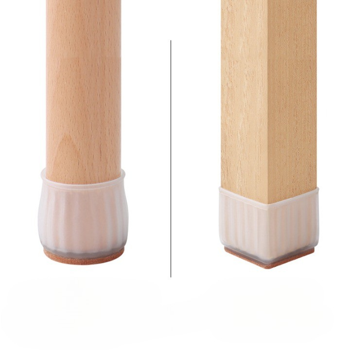 Set 16 Protectii pentru Picioare Scaun si Podea, Universale din Silicon, Model Patrat, Alb Transparent [3]