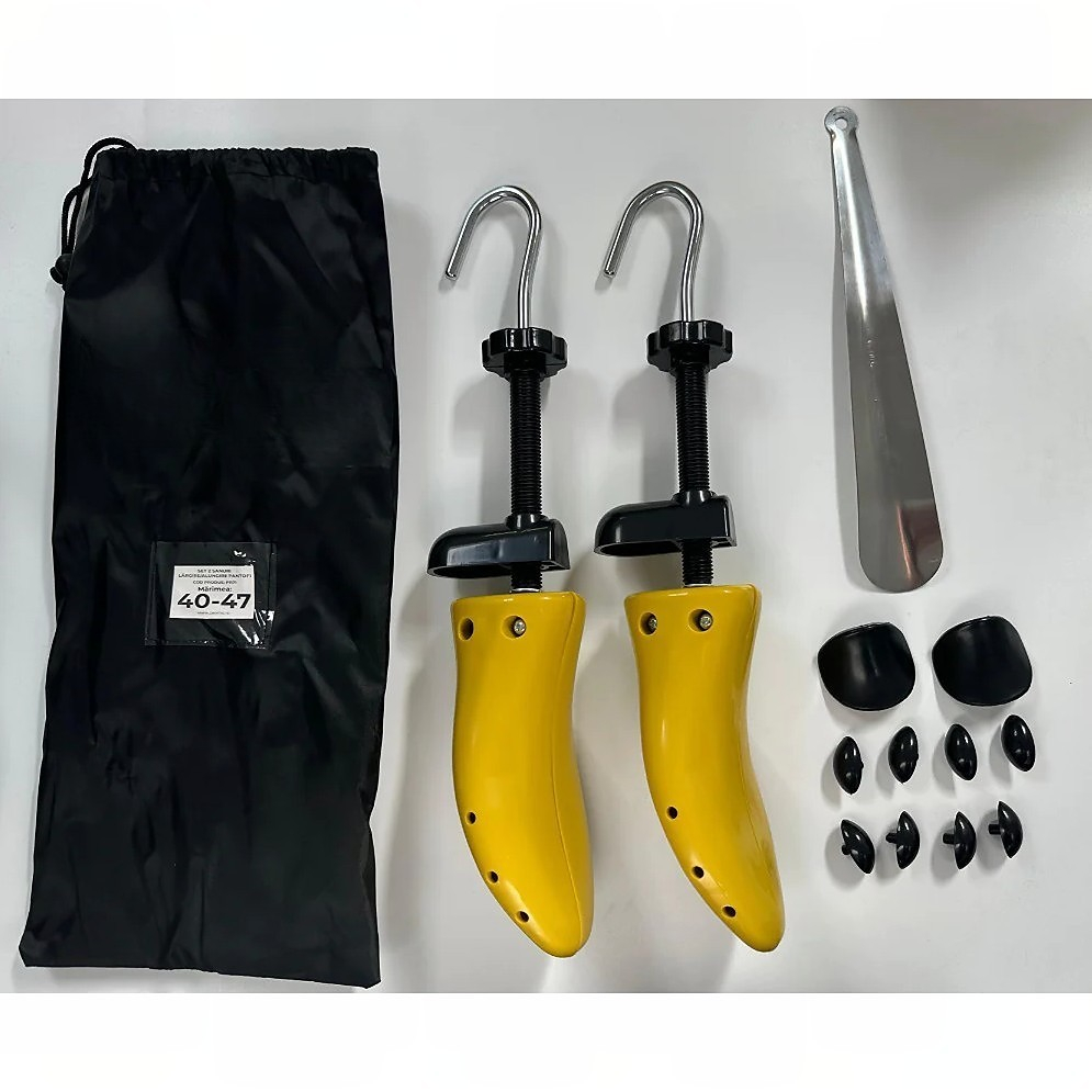 Set 2 Sanuri/Calapoade Reglabilile, pentru Alungit si Largit Pantofi, Geanta si Incaltator Incluse, Universale, Unisex, din ABS Premium, Arc, Marime 40 - 47, Galben/Negru [2]