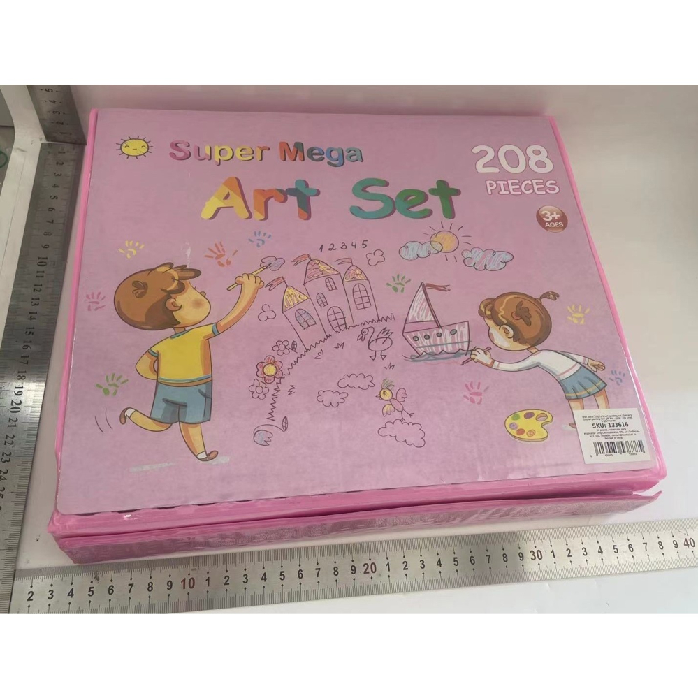 Set 208 Piese, Complet pentru Pictura si Desen, Tip Servieta, 3-12 Ani, 32 x 27 x 5 cm, Roz [7]