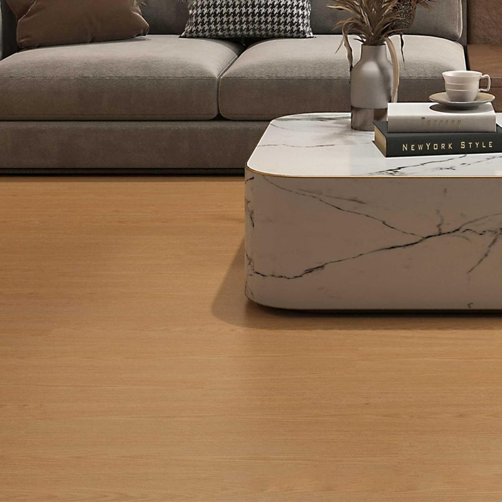 Set 36 Placi Autoadezive pentru Pardoseala, din PVC, Impermeabil, Ignifug, Usor de Curatat, Dimensiune Placa 91.44 x 15.24 cm, Grosime 1.5 mm, Acoperire 5 m2, Model 13, Crem [2]