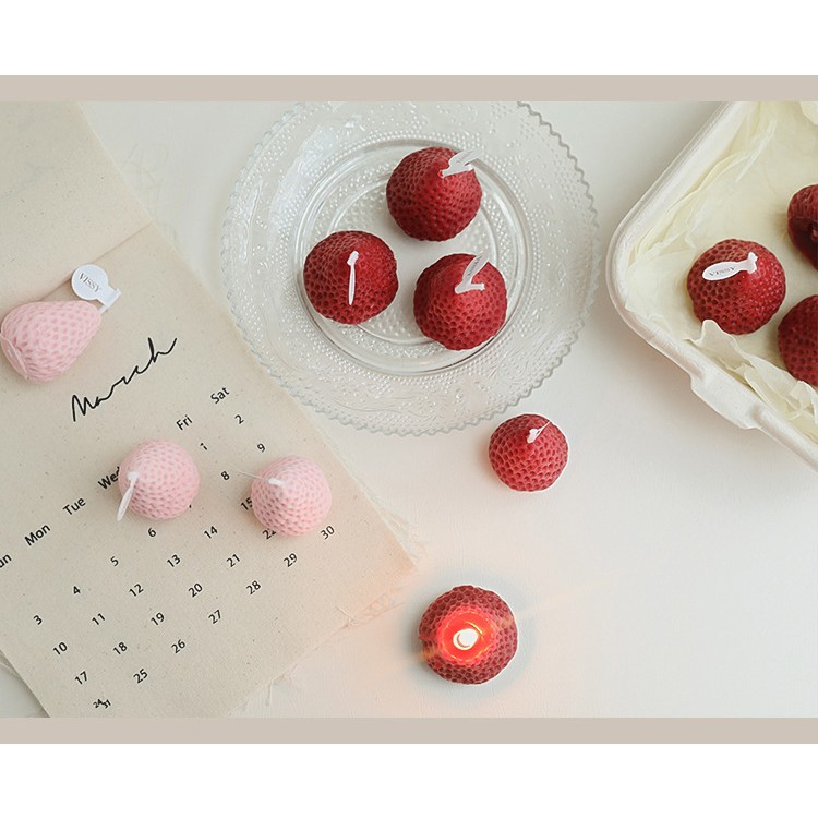 Set 4 Lumanari Parfumate, Model Capsunici, Ardere 30 min, 52g, 6.3 x 6.3 x 3.8 cm, Rosu [4]