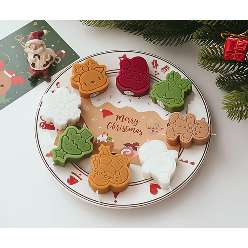 Set 4 Lumanari Parfumate, Model Craciun, din Parafina, 10.2 x 9.1 x 2.7 cm, Multicolor [3]