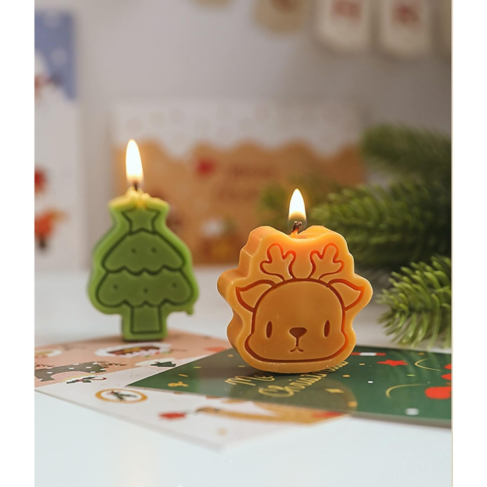 Set 4 Lumanari Parfumate, Model Craciun, din Parafina, 10.2 x 9.1 x 2.7 cm, Multicolor [5]