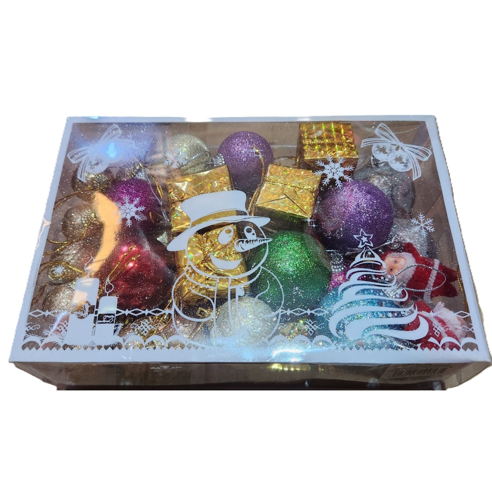 Set 45 Globuri de Craciun, pentru Brad, Model 2, cu Glitter, Lucioase, Multicolor [2]