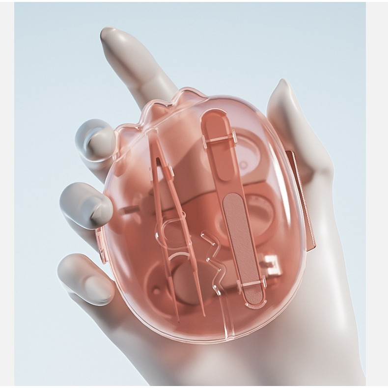 Set 4in1 de Ingrijire Unghii pentru Bebelusi, Cutie de Depozitare Dinozaur Transparent, 0-6 Ani, 11.5 x 9 x 3 cm, Roz [3]