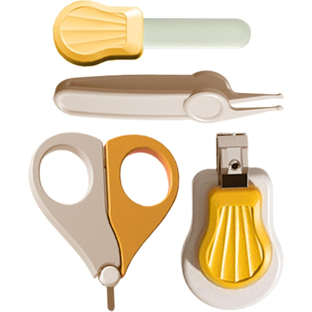 Set Ingrijire Unghii pentru Bebelusi, Cutie de Depozitare in Forma de Ursulet, 10 x 9.5 cm, Galben [3]