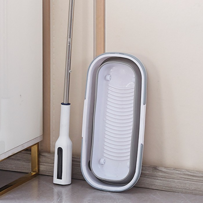 Set Mop Telescopic cu Galeata Pliabila, Gri, 32 cm, Maner Reglabil 140 cm, Sistem de Stoarcere Usor si Eficient [8]