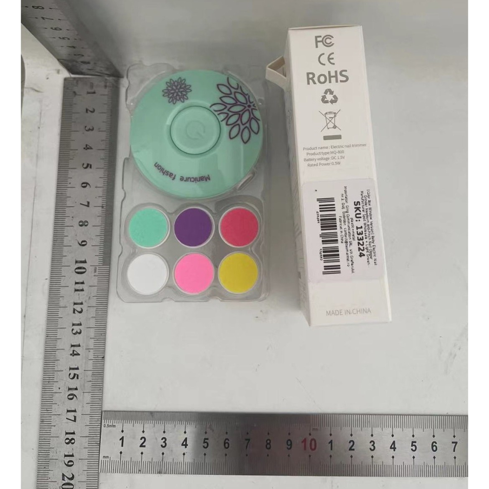 Set Pila Electrica pentru Copii si Bebelusi, ABS, Incarcare USB, Model cu Flori, 6 Accesorii, cu Lumina LED, Verde [6]