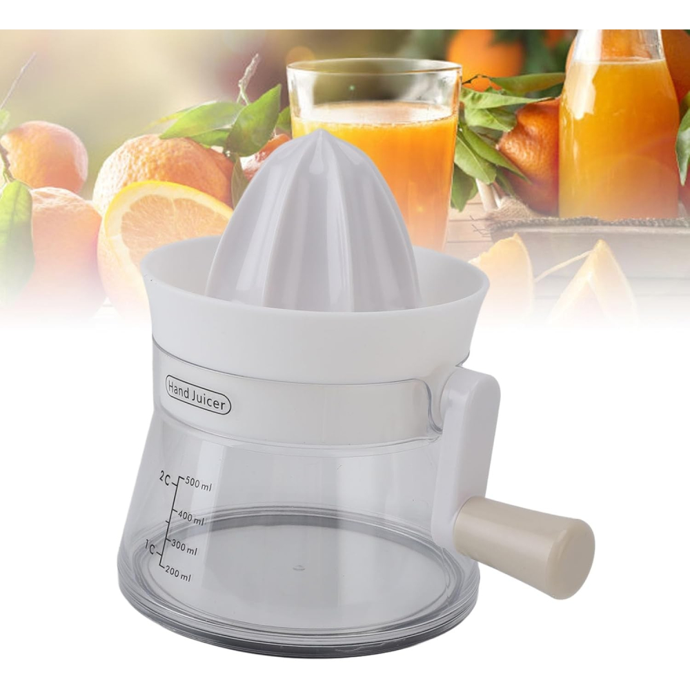 Storcator de Citrice Manual, Rezistente, Usor de Folosit si Depozitat, Durabil, Calitativ, 16.5x13cm, Transparent/ Alb [8]