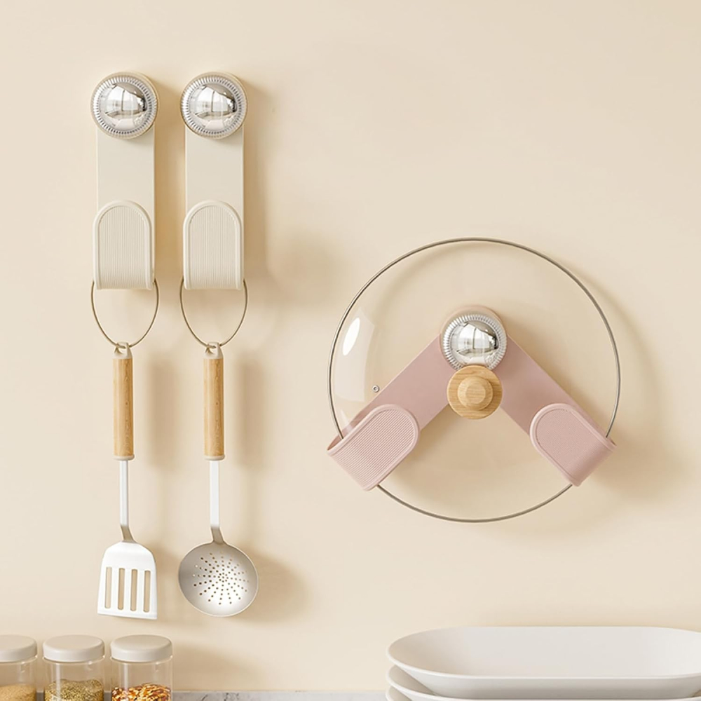 Suport de Bucatarie, Rotativ, din Plastic, Aplicare prin Lipire, 5 x 5 x 18.5 cm, Roz [7]