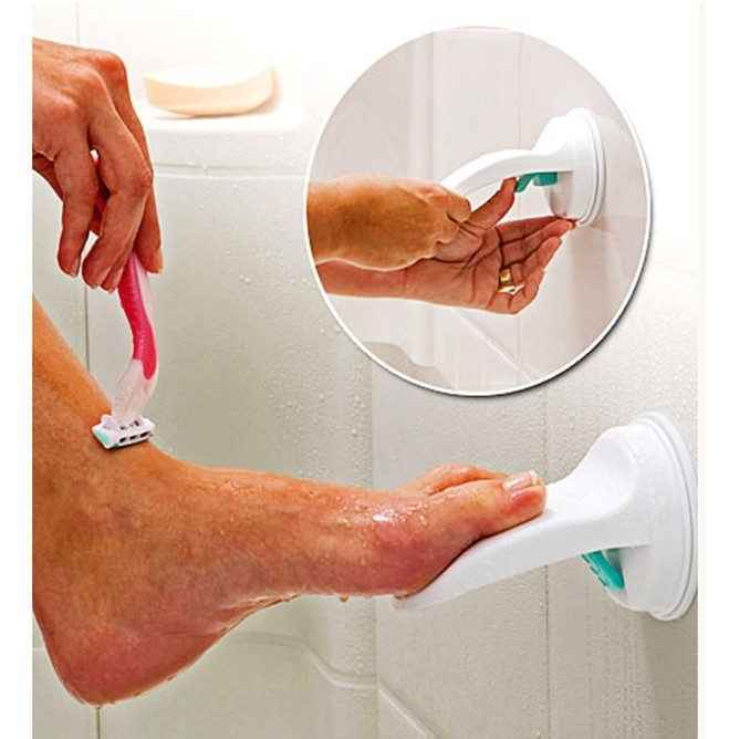 Suport de Picior, Flippy, pentru Baie, cu Ventuza, din PP si PVC, Antiderapant, 11.5 x 15 cm, Alb [4]