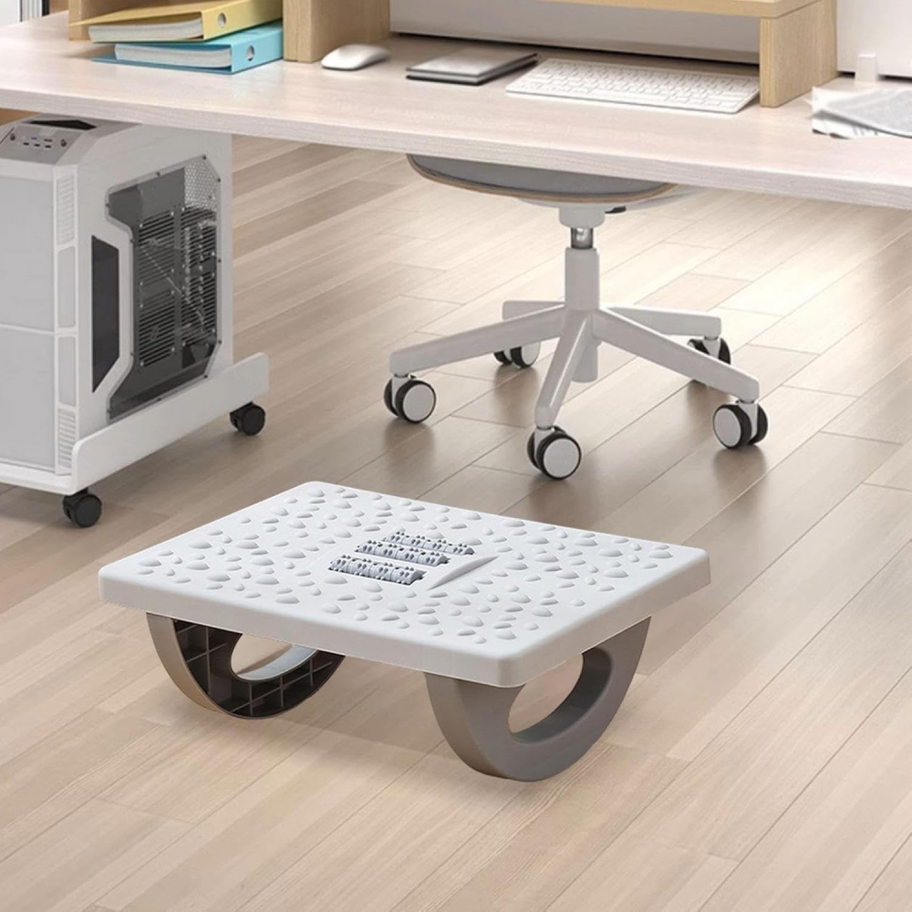 Suport Ergonimic pentru Picioare, Plastic, cu Role de Masaj pentru Talpi, pentru Birou, Usor de Transportat, Detasabil, 33.5x24x12 cm, Gri [8]