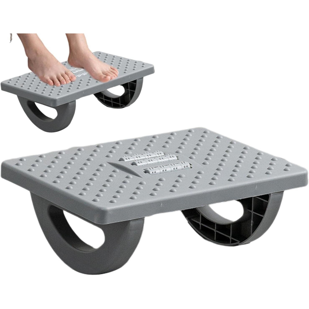 Suport Ergonimic pentru Picioare, Plastic, cu Role de Masaj pentru Talpi, pentru Birou, Usor de Transportat, Detasabil, 33.5x24x12 cm, Gri [3]