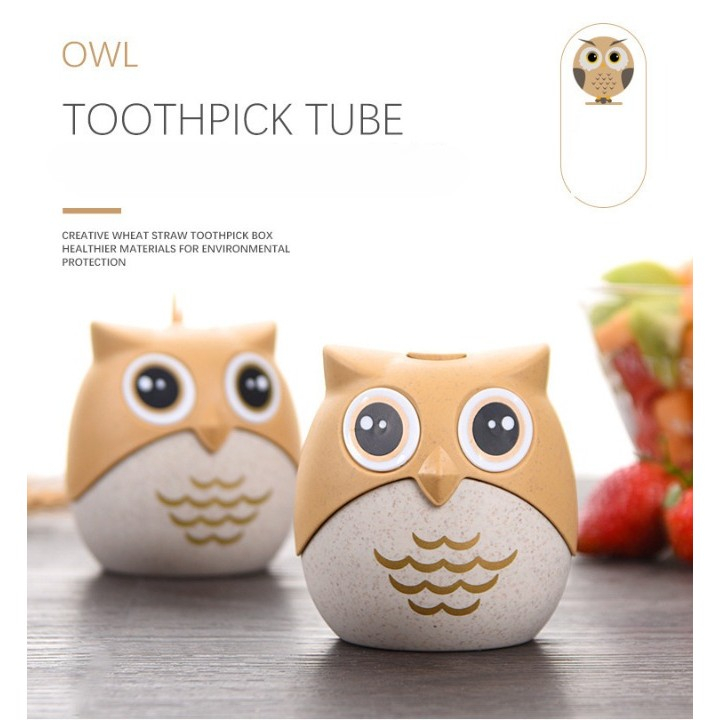 Suport pentru Scobitori, Model Bufnita, Multifunctional, 8.3x7.8 cm, Portocaliu [6]