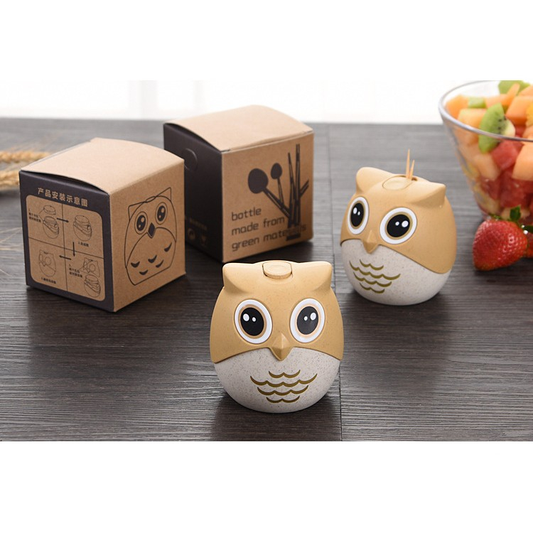 Suport pentru Scobitori, Model Bufnita, Multifunctional, 8.3x7.8 cm, Portocaliu [9]