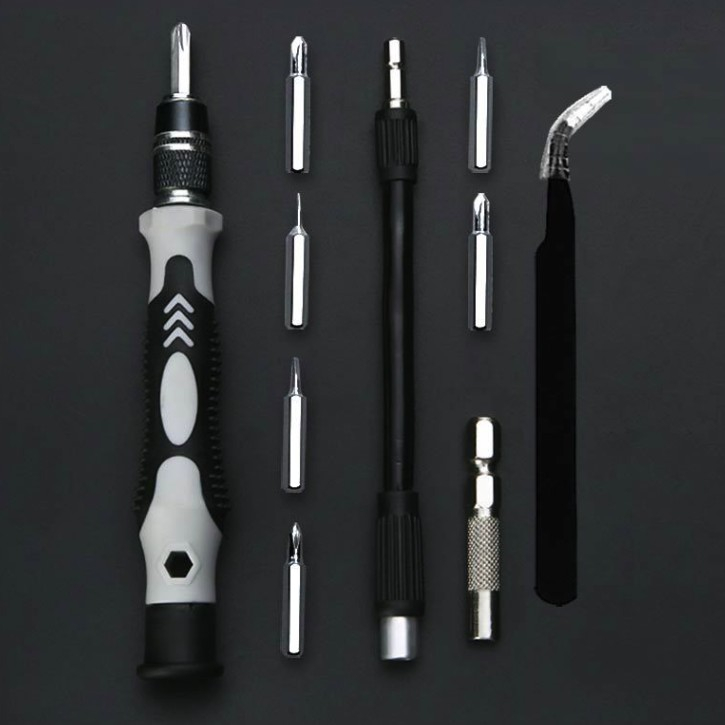 Surubelnite pentru Reparea Telefoanelor, Set 115-in-1 Cromate, Demontarea Repararea Ceasurilor, Electronicelor Mici, Maner detalii Albe, 18 x 11 x 6 cm, Negru [7]