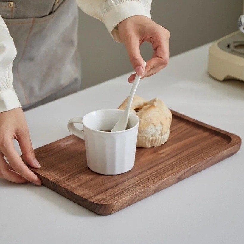 Tava din Lemn, Dreptunghiulara, pentru Alimente sau Decor, 25 x 15 x 1.5 cm, Natur [7]