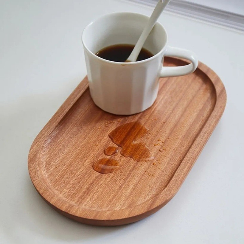 Tava din Lemn, Ovala, pentru Alimente sau Decor, 25 x 15 x 1.5 cm, Natur [3]